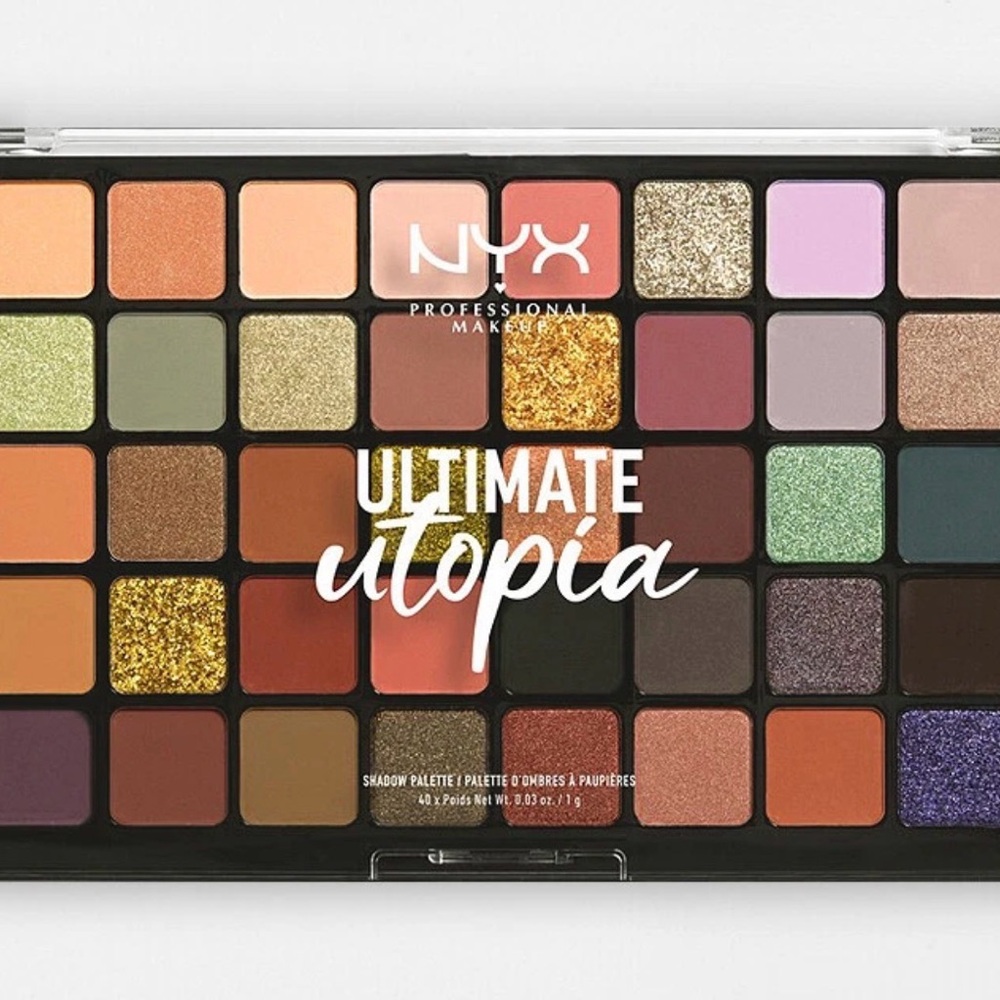 NYX Ultimate Utopia shadow Palette — Gold, Orange, Green, Purple, Pink, Brown